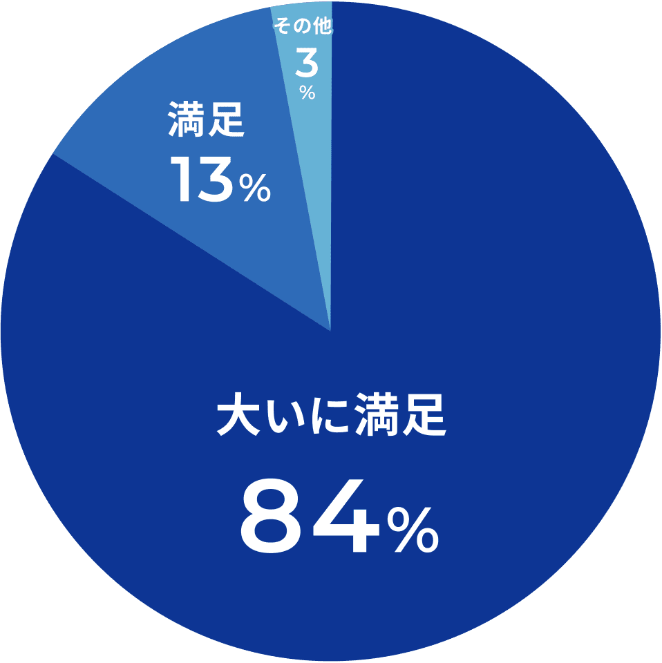 大いに満足84% 満足13% その他3%